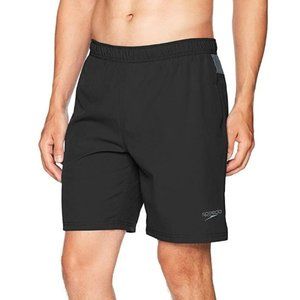 Men's Speedo Tech Volley Swim Shorts Trunks W/ Comfort Liner UPF 50 Black- 2XL